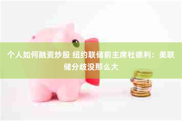 个人如何融资炒股 纽约联储前主席杜德利：美联储分歧没那么大